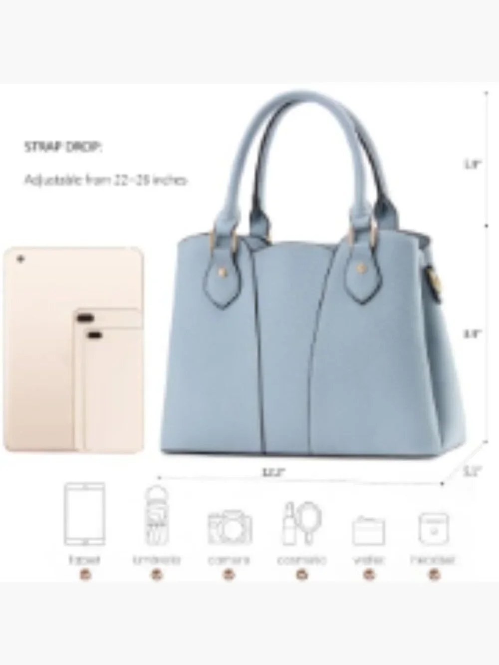 Women's Vegan Leather Crossbody Satchel Handbag with Zipper, Tote Shoulder Bag